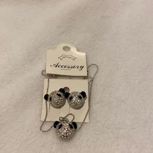 Panda earrings and necklace